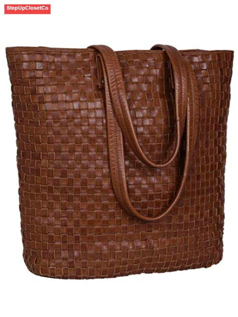 Antonio Valeria Ava Washed Braided Leather Tote Shoulder Bag Women